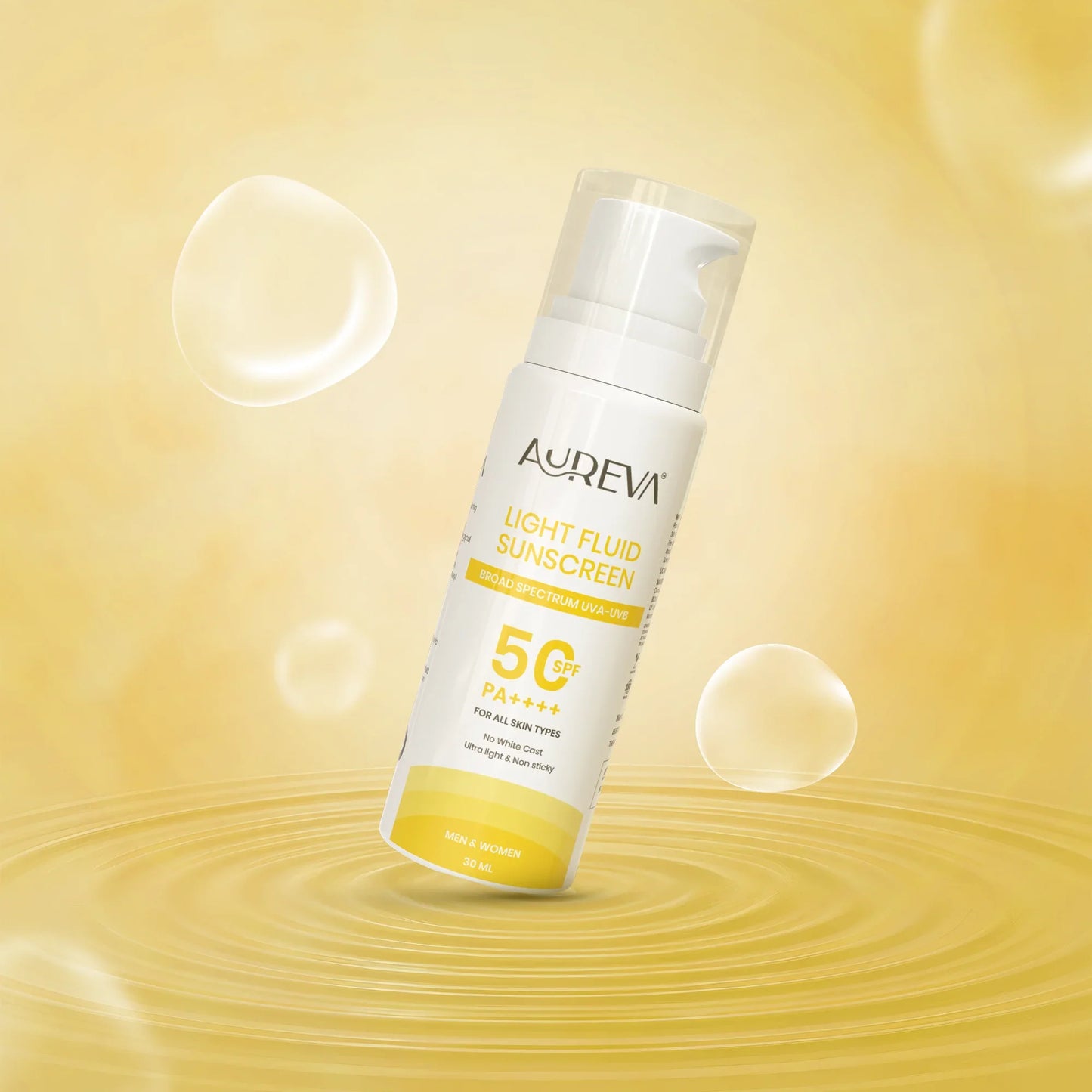 Aureva Sunscreen SPF 50 PA++++ | UVA & UVB Protection| Men & Women | 30g Travel Size