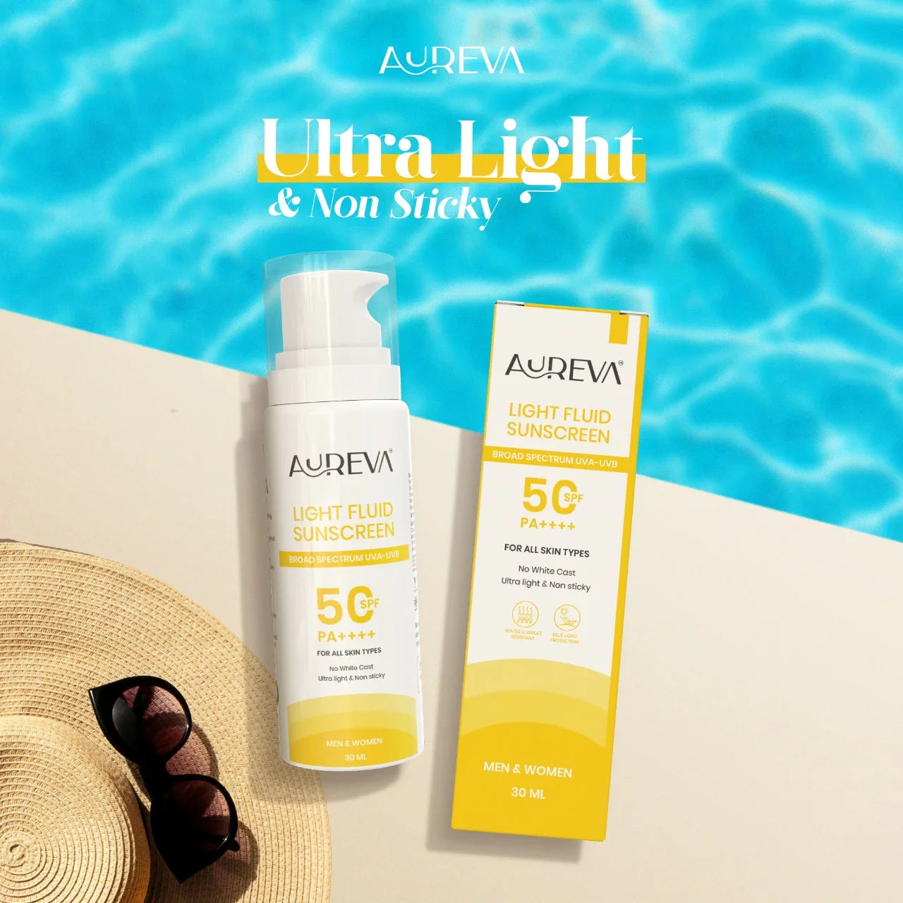 Aureva Sunscreen SPF 50 PA++++ | UVA & UVB Protection| Men & Women | 30g Travel Size