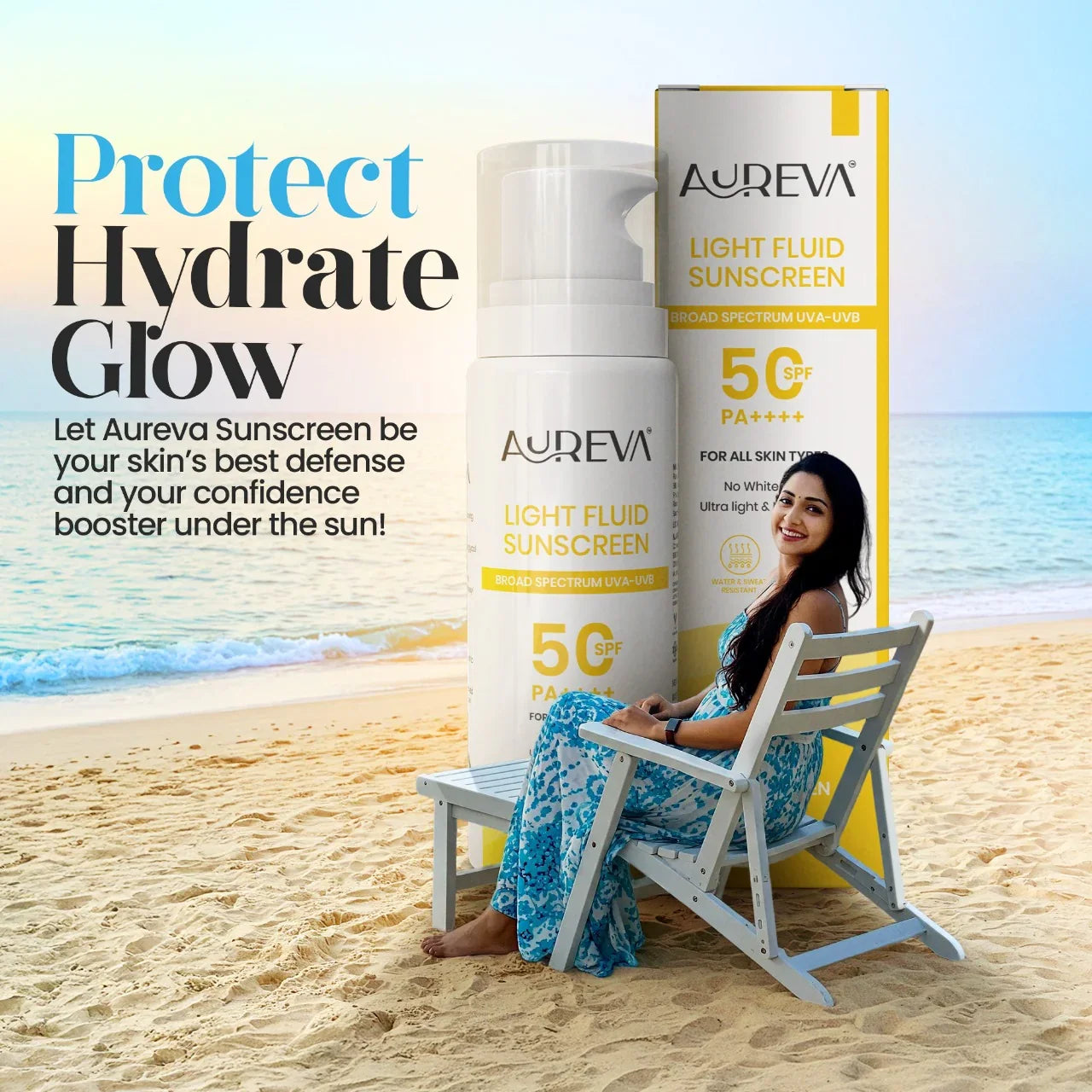 Aureva Sunscreen SPF 50 PA++++ | UVA & UVB Protection| Men & Women | 30g Travel Size