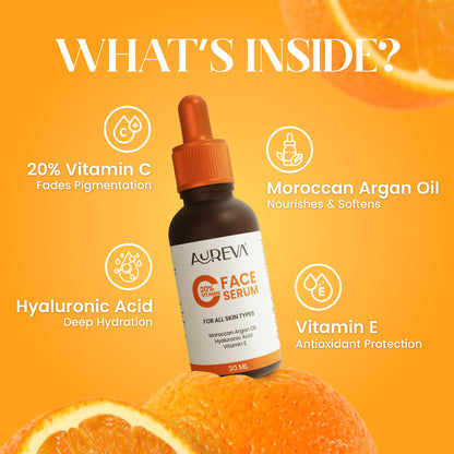 Aureva 20% Vitamin C Serum | Reduce Pigmentation & Dark Spot, Brightens Skin | Dermatologist Approved